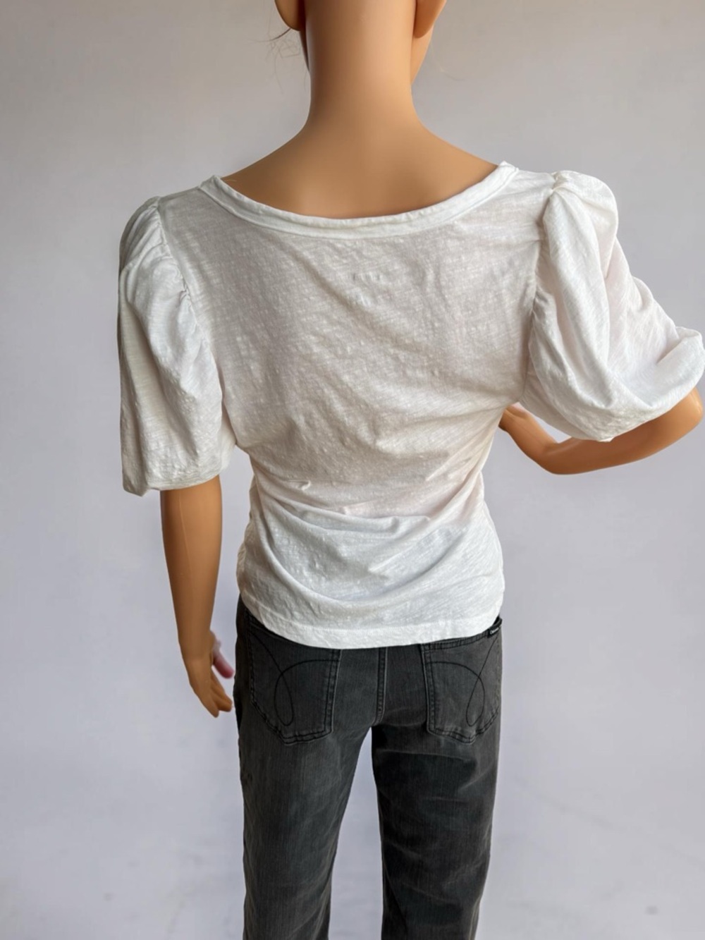 Anthropologie White Puff-Sleeve Scoop Tee - Picture 2 of 5